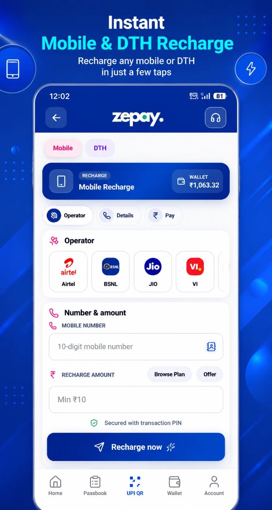 Instant Mobile & DTH Recharge